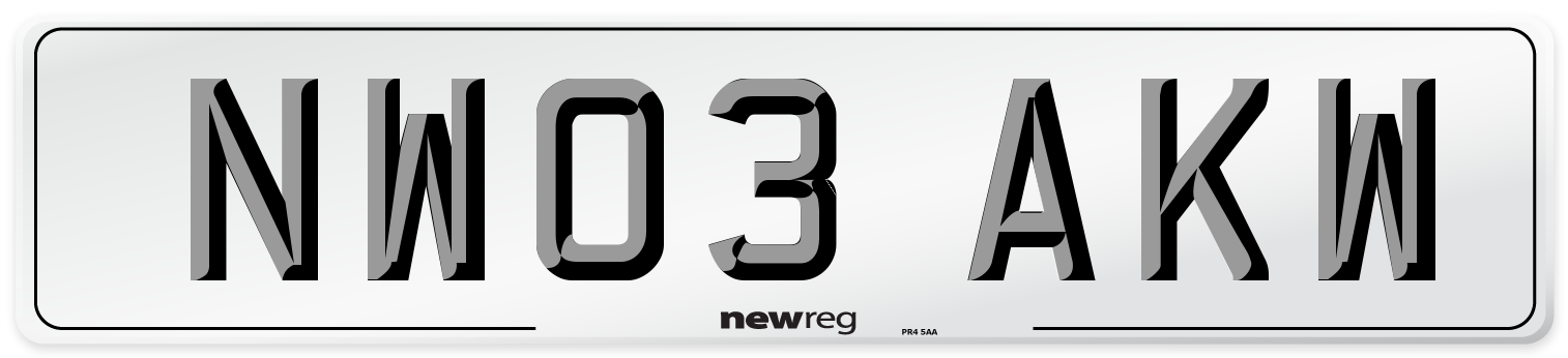 NW03 AKW Number Plate from New Reg